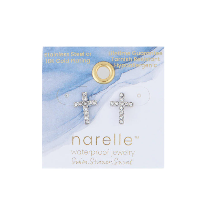 Narelle Waterproof Pave Cross Stud Earring