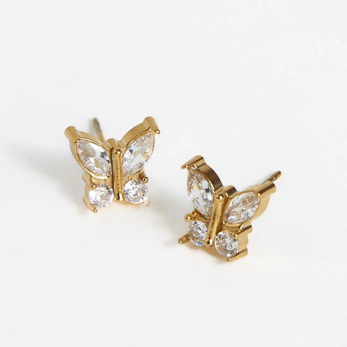 Narelle Waterproof Crystal Butterfly Stud