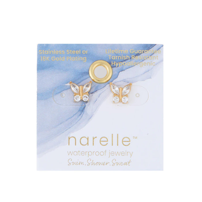 Narelle Waterproof Crystal Butterfly Stud