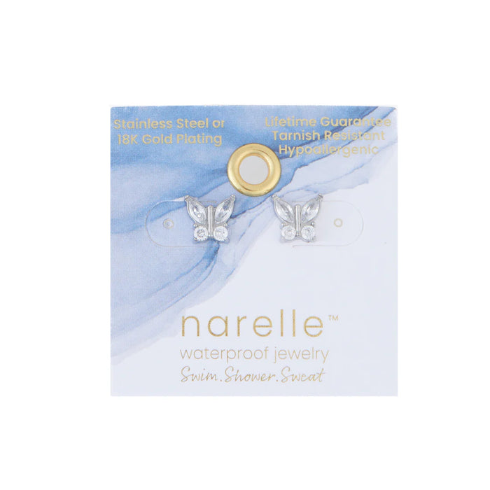 Narelle Waterproof Crystal Butterfly Stud