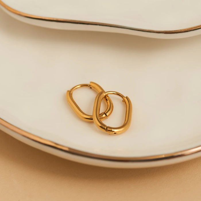 Narelle Waterproof Oval Huggie Hoop Earr