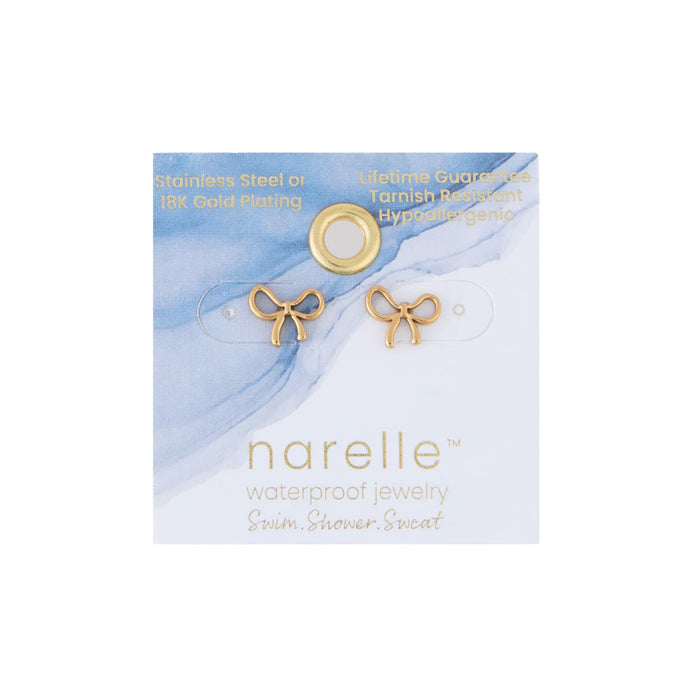 Narelle Waterproof Bow Stud Earrings Gol