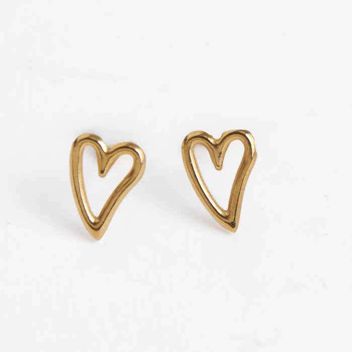 Narelle Waterproof Heart Outline Stud Earrings