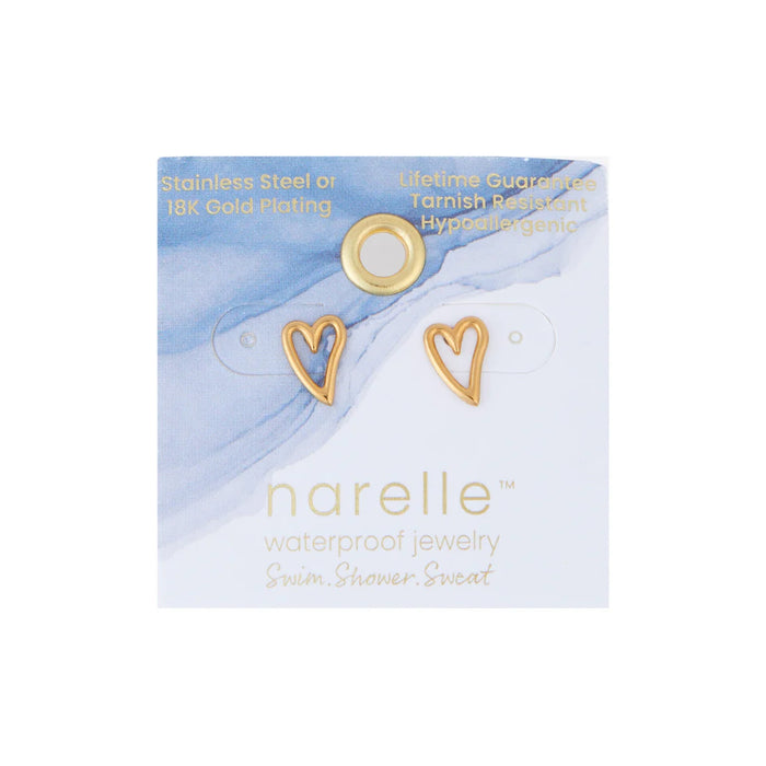 Narelle Waterproof Heart Outline Stud Earrings
