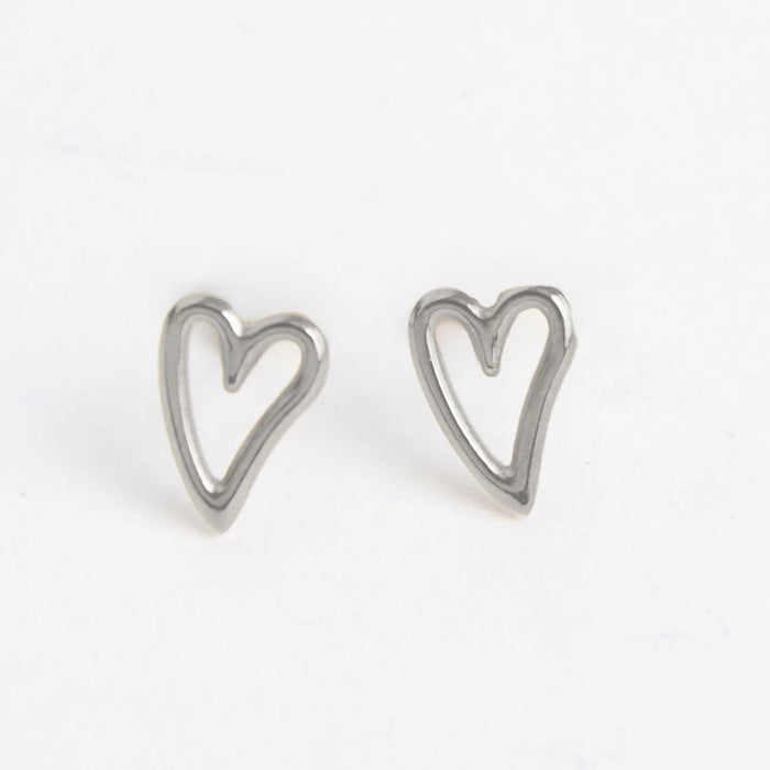 Narelle Waterproof Heart Outline Stud Ea