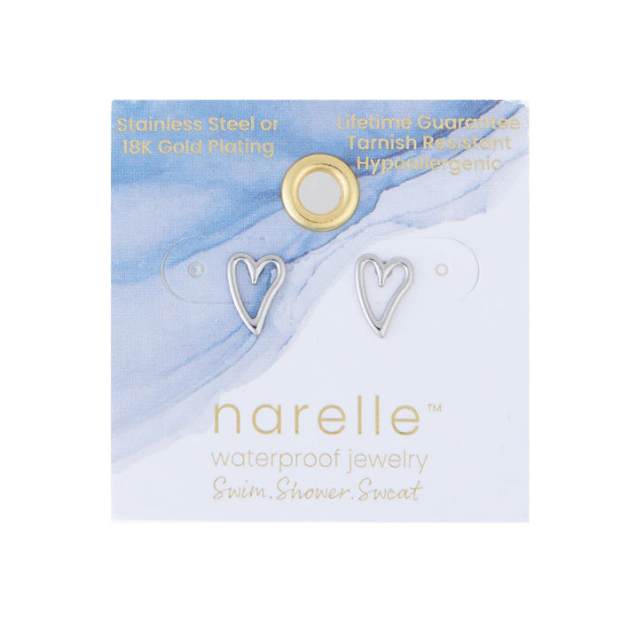 Narelle Waterproof Heart Outline Stud Ea