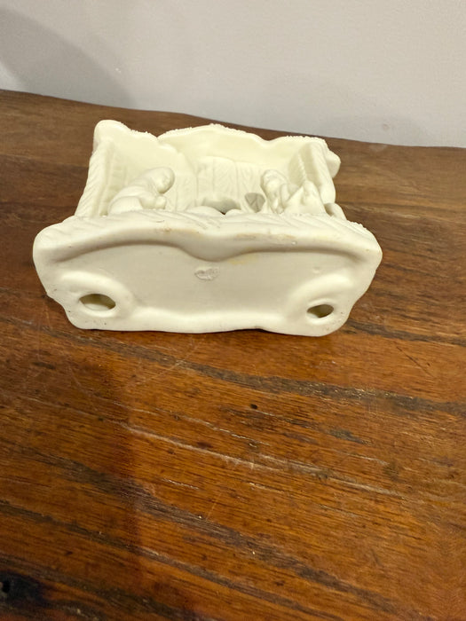 Vintage White Ceramic Nativity Scene – Snowy Stable