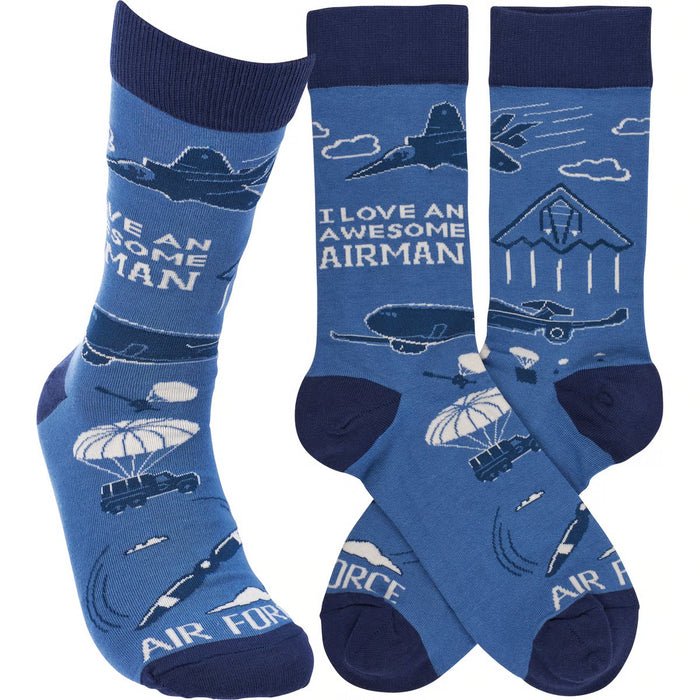 I Love An Awesome Airman Socks- One Size fits Most
