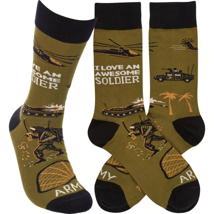I Love An Awesome Soldier Socks- One Size fits Most