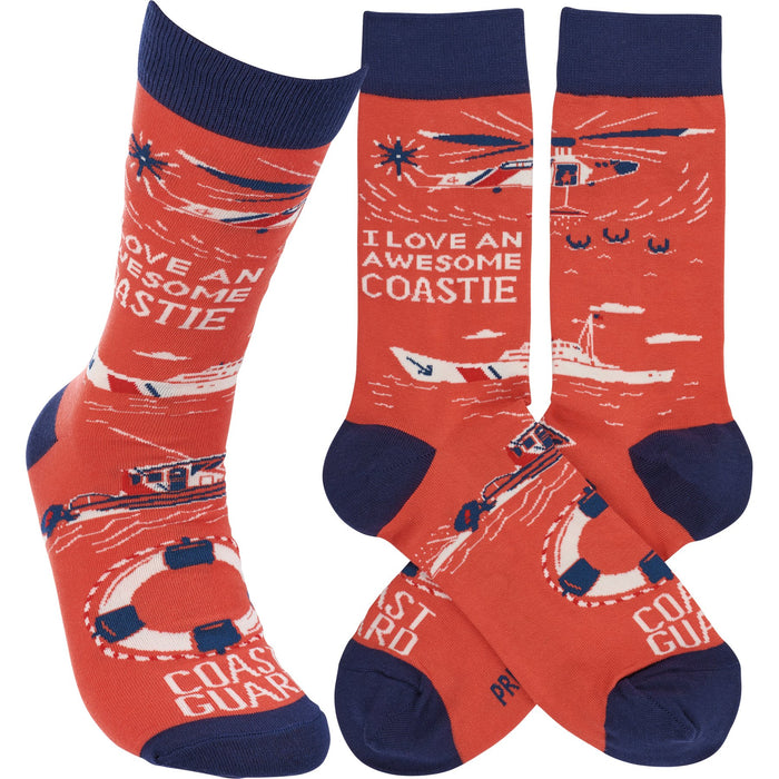 I Love An Awesome Coastie Socks- One Size fits Most