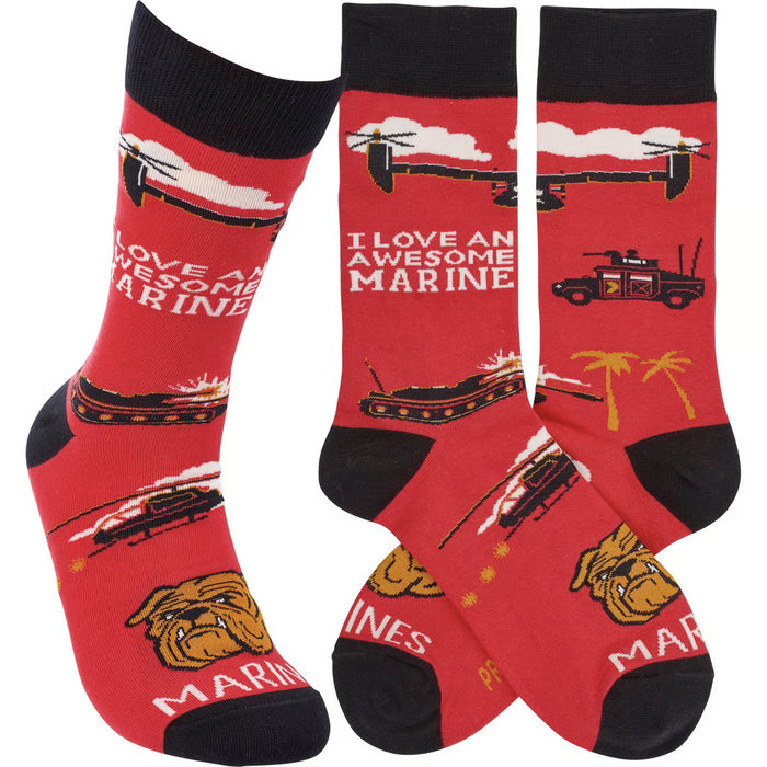 I Love An Awesome Marine Socks- One Size fits Most