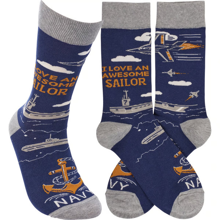 I Love An Awesome Sailor Socks- One Size fits Most