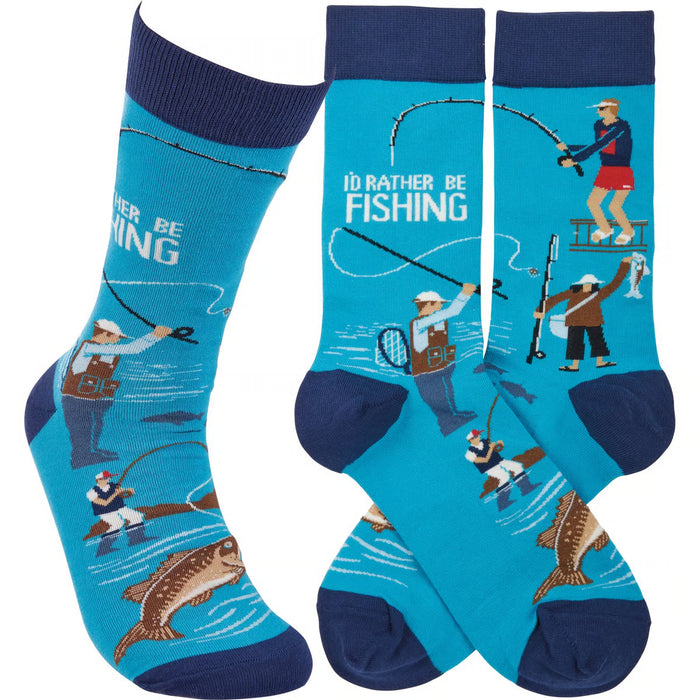 I'd Rather Be Fishing Socks- One Size fits Most