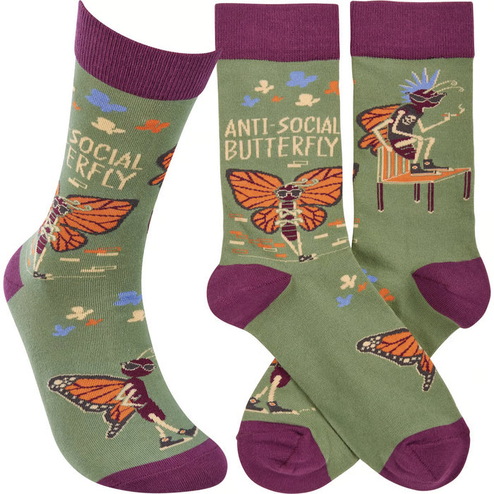 AntiSocial Butterfly Socks- One Size fits Most