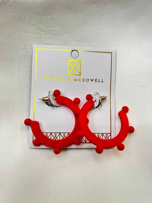 Red Astrid Hoops with Beads- Perfect For Game Day To Show Your School Spirit!!