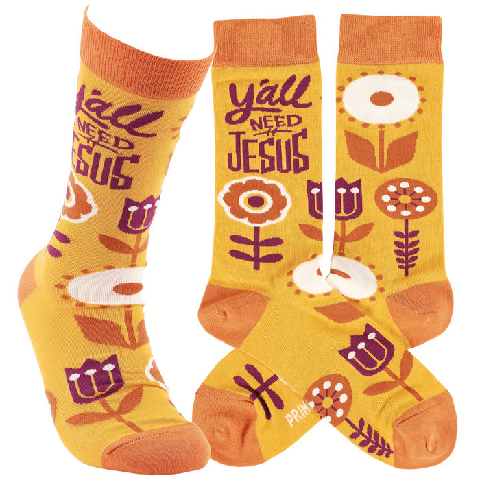 Y'all Need Jesus Socks- One Size fits Most