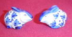Blue & White Salt and Pepper Shakers, Set of 2.   Bunny Rabbit