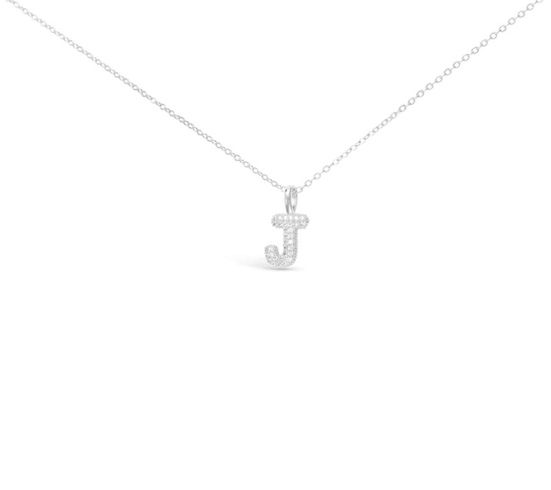 Silver CZ Large Initial Necklace-18 Letters