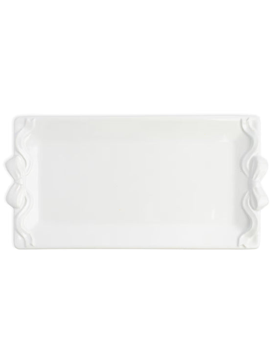 Bow Embossed White Rectangle Platter