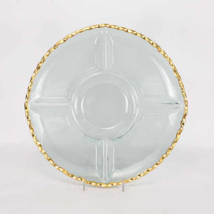 Cordova Chip and Dip Serving Tray- Clear & Gold