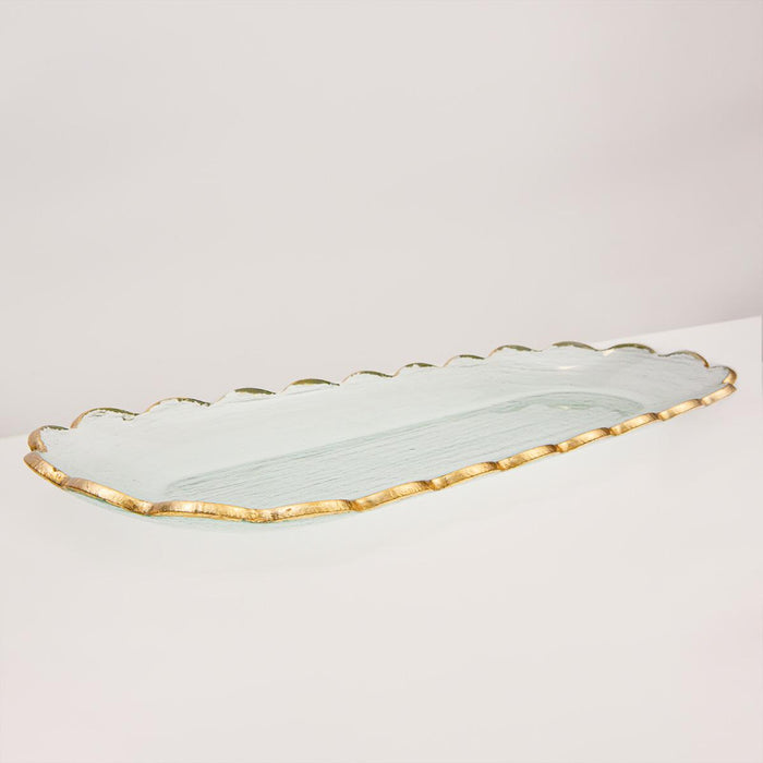 Chapelle Oval Serving Platter - Clear & Gold