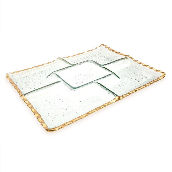 Bonaparte Chip and Dip Serving Tray - Clear & Gold