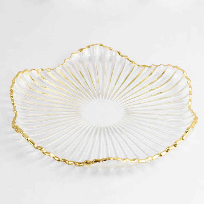 Gatsby Glass Serving Platter - Clear & Gold