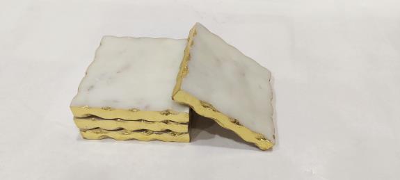 Set of 4 White Marble Square Coasters