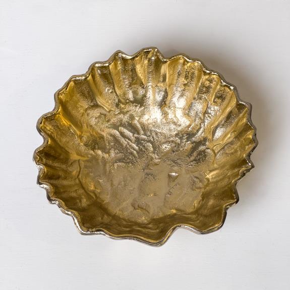 Large Ruffled Gold Aluminum Bowl