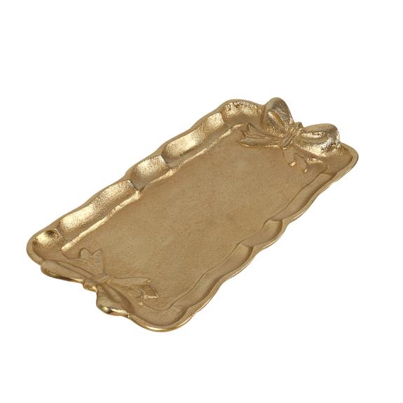 12" Gold Tray with Bow Accents