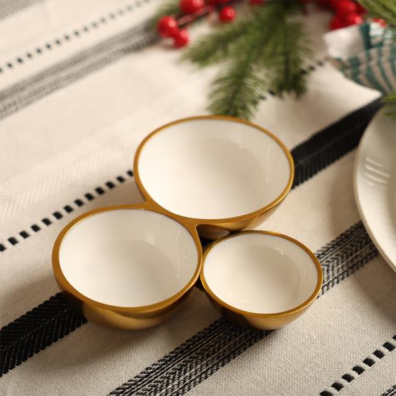 Gold White Cluster 3 Bowls