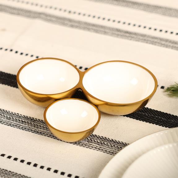 Gold White Cluster 3 Bowls