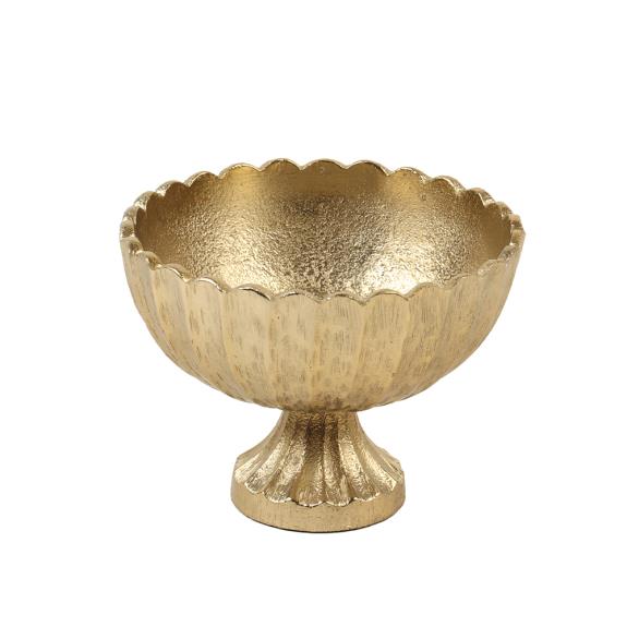 Big Scalloped Gold Bowl on Base