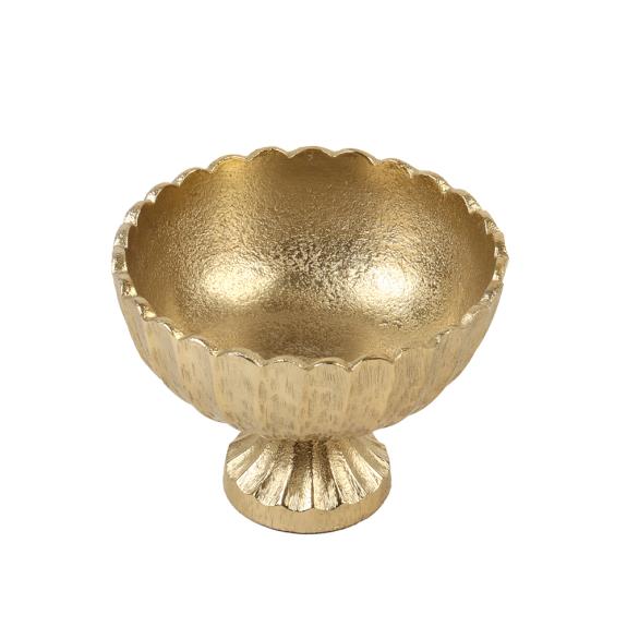 Big Scalloped Gold Bowl on Base