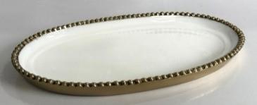 Beaded Enamel Oval Tray