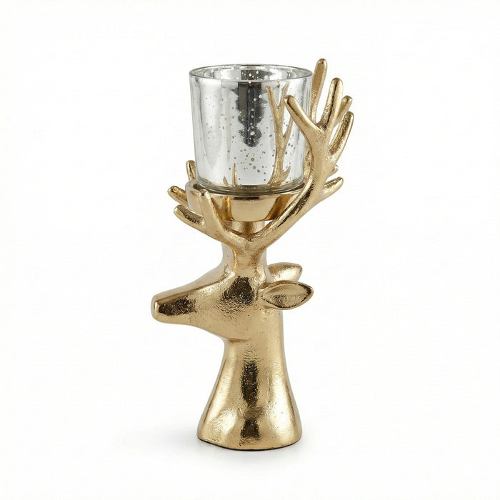 Gold Reindeer Single Votive Holder