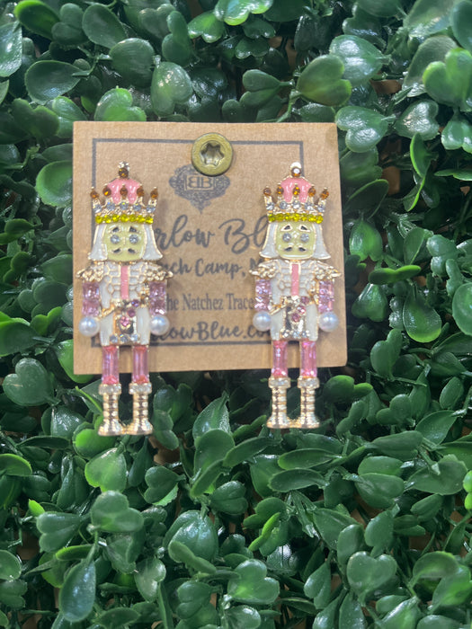 Enamel Nutcracker Earrings With Pearls and Rhinestones