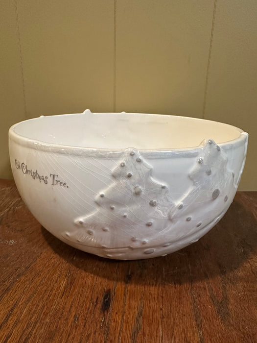 Vintage White Oh Christmas Tree Serving Bowl.  Bella Casa by Ganz