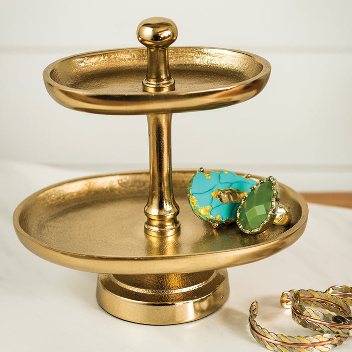 Gold 2-Tier Jewelry Stand or Display Tray