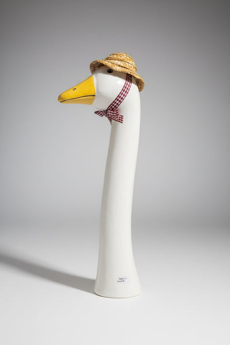 13" Large Garden Goose with Straw Hat- Dowel Rod Included!