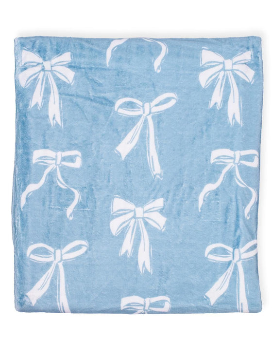 Light Blue Hannah Bow Throw Blanket 50"x60"