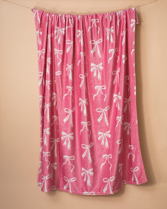 Hannah Bow Throw in Pink Throw Blanket 50"x60"