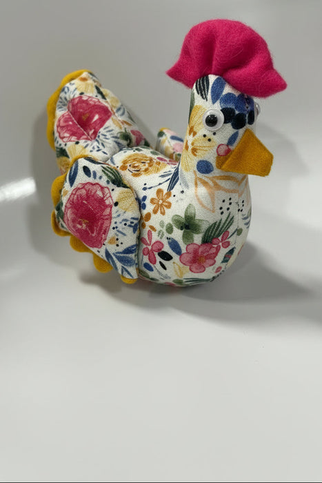 Miniature Hand Sewn Chickens .  Made from Fun Fabric or Vintage Feed Sacks.