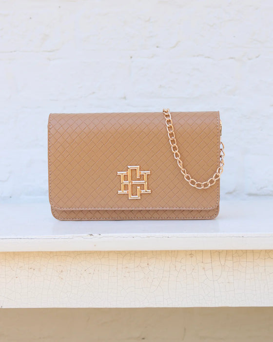 Bryn Woven Tan Clutch / Crossbody by Caroline Hill