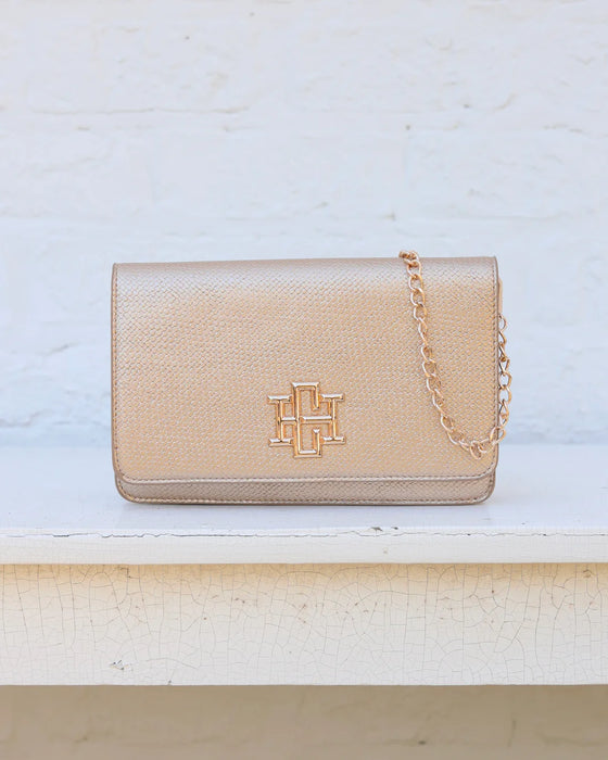 Bryn Woven Gold Clutch / Crossbody by Caroline Hill