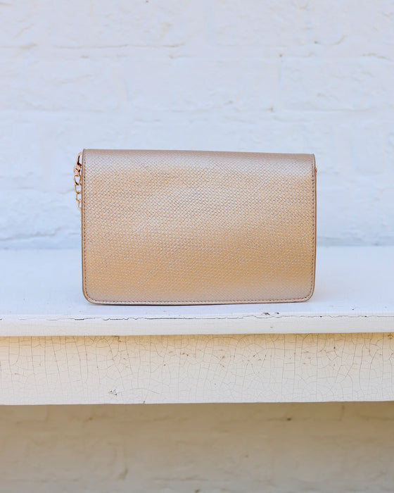 Bryn Woven Gold Clutch / Crossbody by Caroline Hill