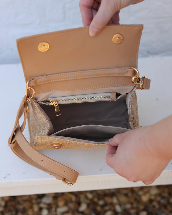 Vivienne Handbag in Natural Lattice Tan by Caroline Hill