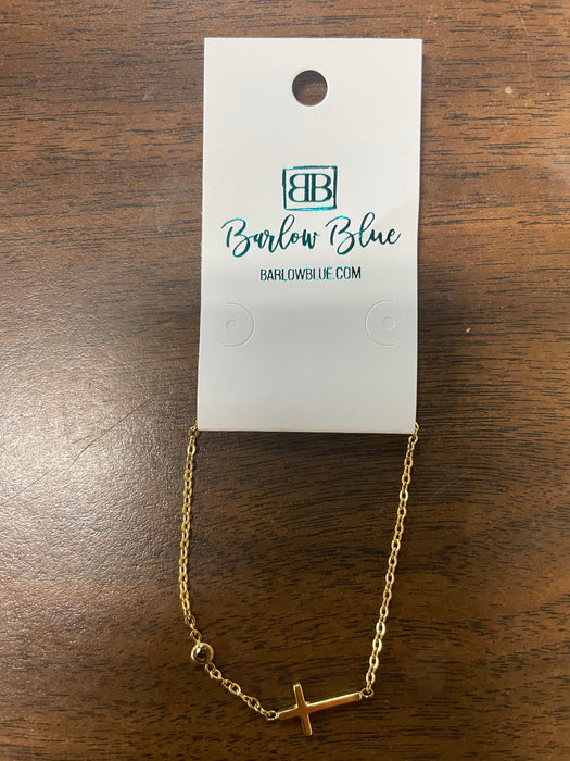 Sideways Cross Birthstone Bracelet