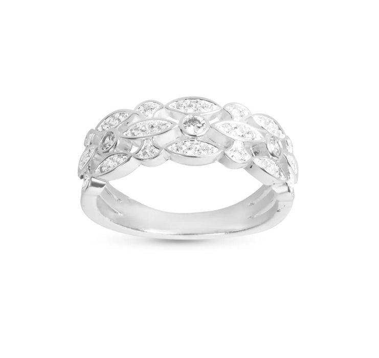 Silver CZ Braided Ring