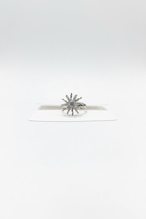 Silver Double Sun Adjustable Fidget Ring